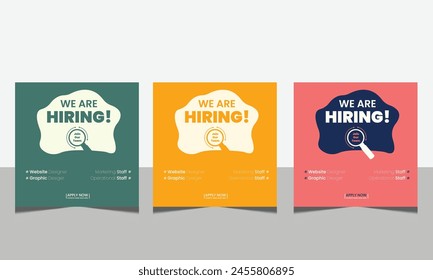 We are hiring Set of Editable minimal square banner template for social media post and web internet ads