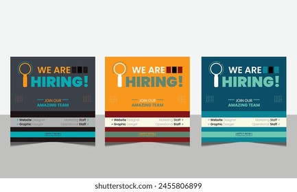 We are hiring Set of Editable minimal square banner template for social media post and web internet ads