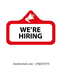 we are hiring sign on white background