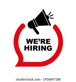 we are hiring sign on white background