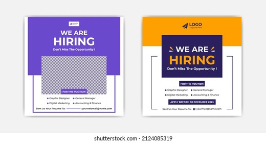 We are hiring social media job post banner template