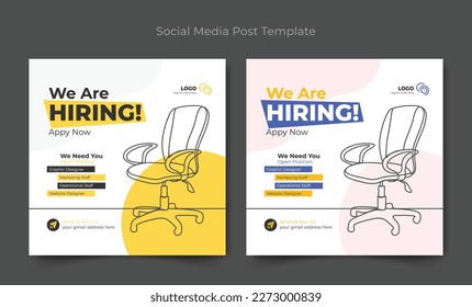 We are hiring social media post, We are hiring job vacancy social media banner and square web banner design