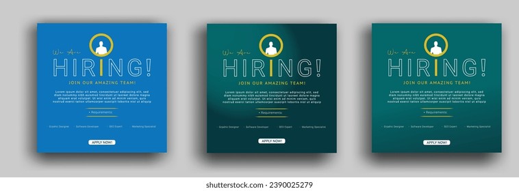 We are hiring social media post design template .Hiring Job post template, We are hiring Job advertisement .Job vacancy social media post design. Vector design.