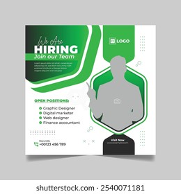 We are hiring social media post banner design template, We are hiring square web banner design.