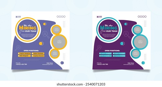 We are hiring social media post banner design template, We are hiring square web banner design.