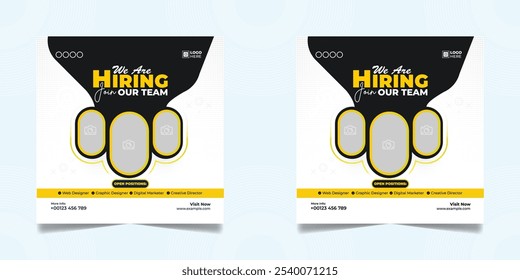We are hiring social media post banner design template, We are hiring square web banner design.