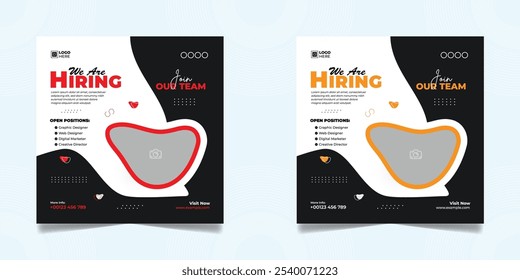 We are hiring social media post banner design template, We are hiring square web banner design.