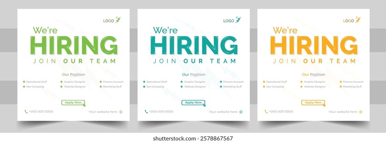 We Are Hiring Social Media Post Design. Banner Template Stunning Square Web Banner for Recruitment Campaigns.