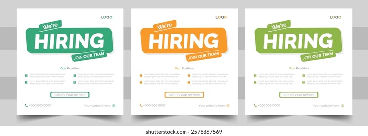 We Are Hiring Social Media Post Design. Banner Template Stunning Square Web Banner for Recruitment Campaigns.