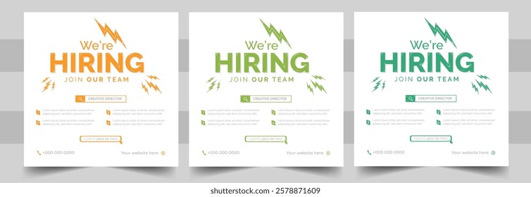 We Are Hiring Social Media Post Design. Banner Template Stunning Square Web Banner for Recruitment Campaigns.