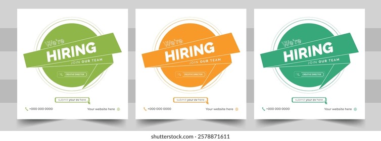 We Are Hiring Social Media Post Design. Banner Template Stunning Square Web Banner for Recruitment Campaigns.