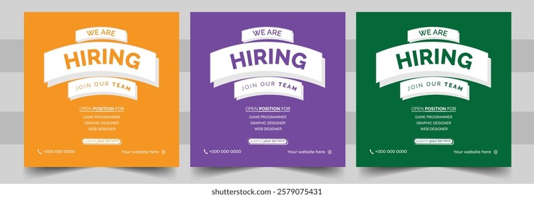 We Are Hiring Social Media Post Design. Banner Template Stunning Square Web Banner for Recruitment Campaigns.