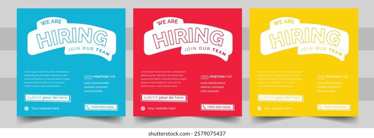 We Are Hiring Social Media Post Design. Banner Template Stunning Square Web Banner for Recruitment Campaigns.
