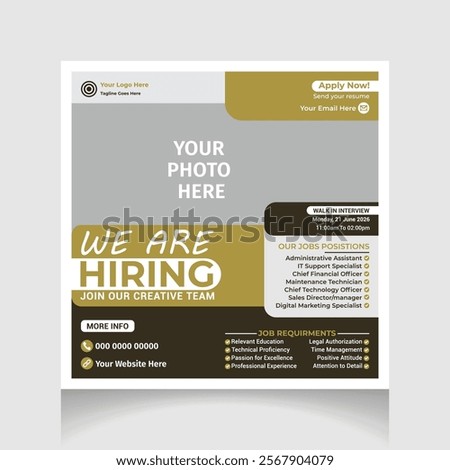 we are hiring for social media post template layout