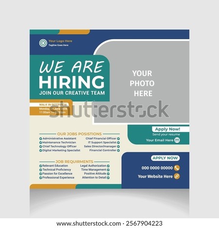 we are hiring for social media post template layout