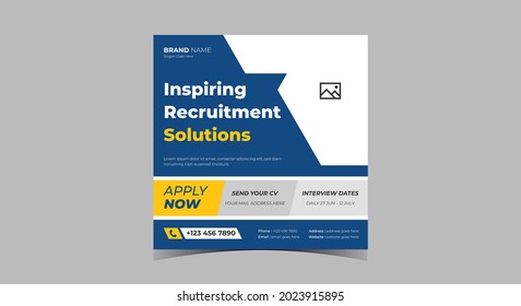 We are hiring social media posts. Recruitment social media banner. Job vacancy social media banner post