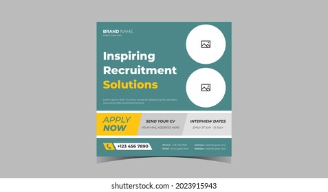 We are hiring social media posts. Recruitment social media banner. Job vacancy social media banner post