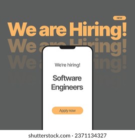 We are hiring software engineer. Software Engineer Hiring. Hiring Post. Social Media Poster for Software Engineers. Vacancy Available. Mobile App Apply Now. Hire Now Poster. Join now. Developer Jobs