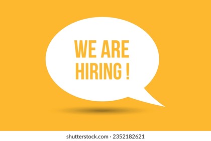 we are hiring speech bubble vector illustration. Communication speech bubble with we are hiring text