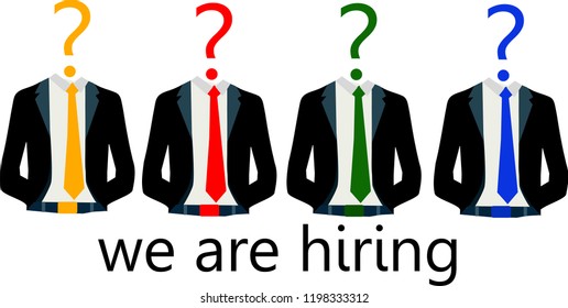 we are hiring with suits with text under 