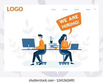 We are hiring  IT Talent, Business recruitment, human resources management, banner with characters, vector illustration, Concept for web page, banner, presentation.