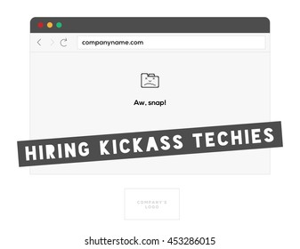 We are hiring techies. Template design for recruitment agency broadcasting. programmers, coders, engineers required