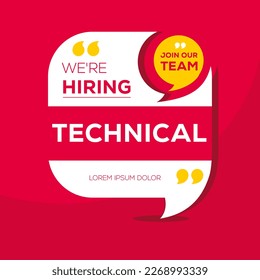 We are hiring (Technical), Join our team, vector illustration.