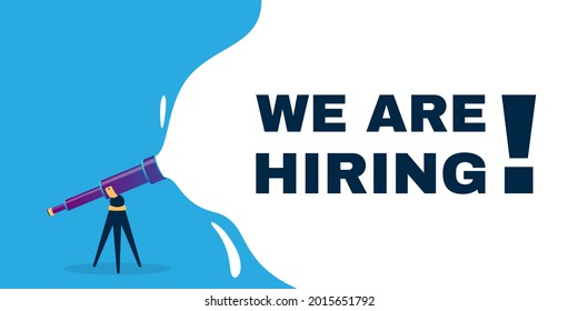 We are hiring with telescope illustration