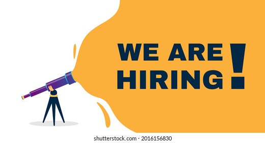 We are hiring with telescope illustration