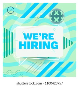 We are Hiring Template, Banner Design or Poster. Set of Job Vacancy Advertisement Concepts in Memphis Style.
