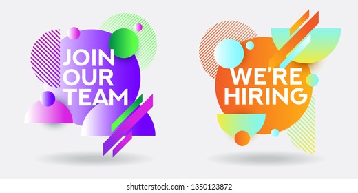 We Are Hiring Text In Abstract Background. Vector Illustration Concept, Can Use For Template, Ui, Web, Poster, Flyer And Banner.