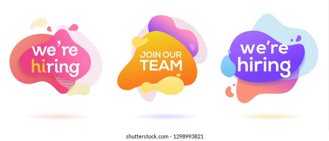 we are hiring text in abstract fluid background, vector illustration concept, can use for, landing page, template, ui, web, mobile app, poster, banner, flyer svg