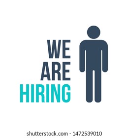 we are hiring text with male silhouette