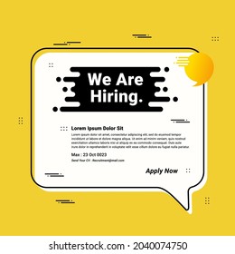 We Are Hiring Text. Special Offer Sign. Recruitment Advertising Promo Symbol. Job Vacancy Poster Template On Yellow