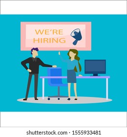 
We are Hiring Vector Background. Business recruiting concept hand drawing style.