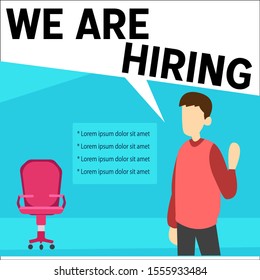 
We are Hiring Vector Background. Business recruiting concept hand drawing style.