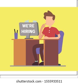 
We are Hiring Vector Background. Business recruiting concept hand drawing style.