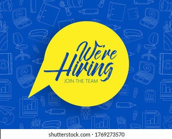 We are Hiring Vector Background. Trendy Bold Black Typography. Job Vacancy Card Design. Join Our Team Minimalist Poster Template, Looking for Talents Advertising, Open Recruitment Creative Ad.