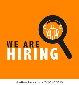 We are Hiring Vector Background. Trendy Bold Black Typography. Job Vacancy Card Design. Join Our Team Minimalist Poster Template, Looking for Talents Advertising, Open Recruitment Creative Ad.