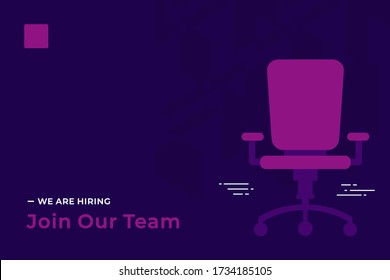 We Are Hiring Vector Concept With Empty Office Chair Isolated. Join Our Team. Business Hiring And Recruiting Concept Flat Style Vector. Landscape Banner Suitable For Websites And Social Media