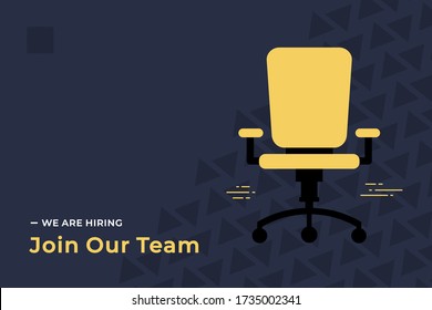 We Are Hiring Vector Concept With Empty Office Chair Isolated. Join Our Team. Business Hiring And Recruiting Concept Flat Style Vector. Landscape Banner Suitable For Websites And Social Media