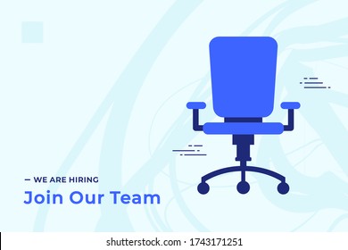 We Are Hiring Vector Concept With Empty Office Chair Isolated. Join Our Team. Business Hiring And Recruiting Concept Flat Style Vector. Landscape Banner Suitable For Websites And Social Media