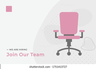 We Are Hiring Vector Concept With Empty Office Chair Isolated. Join Our Team. Business Hiring And Recruiting Concept Flat Style Vector. Landscape Banner Suitable For Websites And Social Media