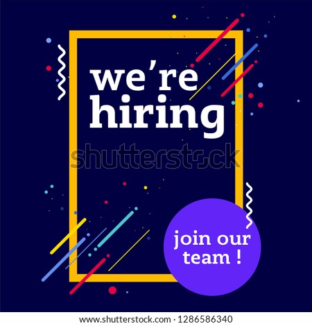 We are hiring vector illustration concept, we're hiring and join our team square banner, can use for, landing page, template, ui, web, mobile app, poster, banner, flyer