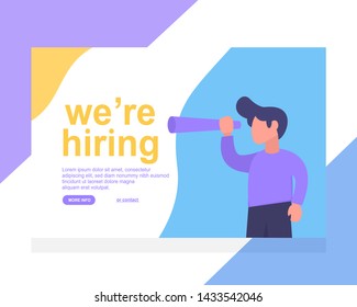 we are hiring vector illustration,Suitable for web landing page, ui, mobile app, editorial design, flyer, banner, homepage, poster