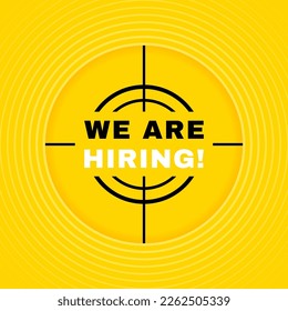 We are hiring view from the target. View through a rifle scope. Banners template design for business, promotion, sale and advertising. Vector illustration.
