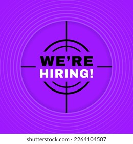 We are hiring view from the target. View through a rifle scope. Banners template design for business, promotion, sale and advertising. Vector illustration.