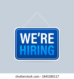 We re Hiring web banner. Megaphone With We are Hiring Speech on green background. Vector illustration.