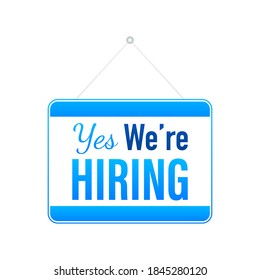 We re Hiring web banner. Megaphone With We are Hiring Speech on green background. Vector illustration.