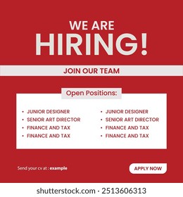 We are hiring. we're hiring creative concept. Hiring creative work. open vacancy design